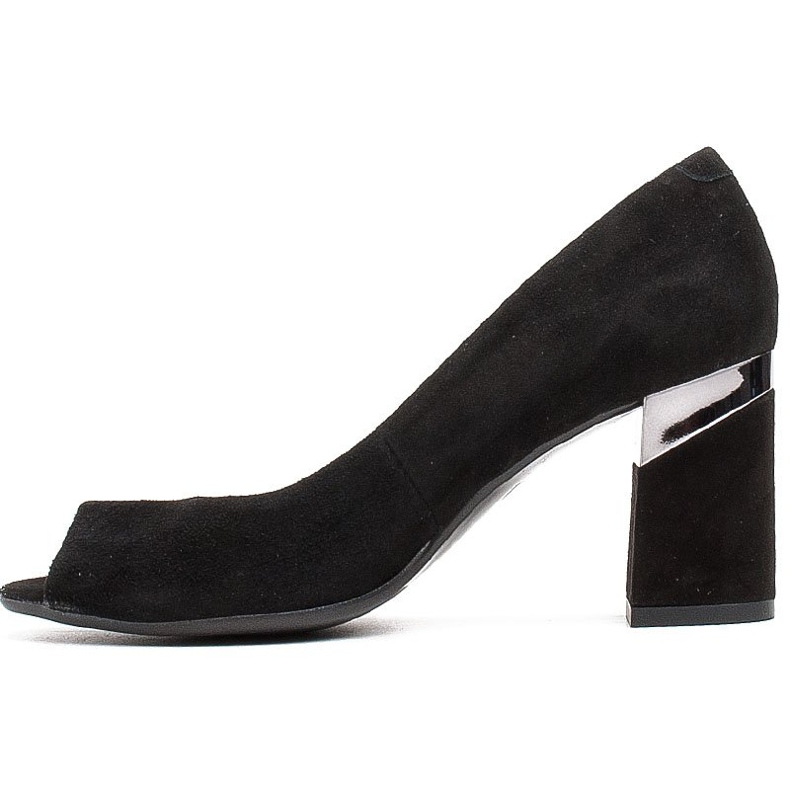 Marco Shoes Salón de ante negro con tacón metalizado 2