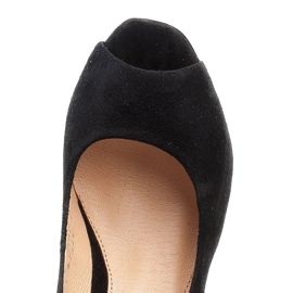 Marco Shoes Salón de ante negro con tacón metalizado 4