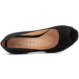 Marco Shoes Salón de ante negro con tacón metalizado 5