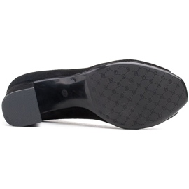 Marco Shoes Salón de ante negro con tacón metalizado 6