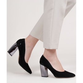 Marco Shoes Salón negro con tacón metalizado 3