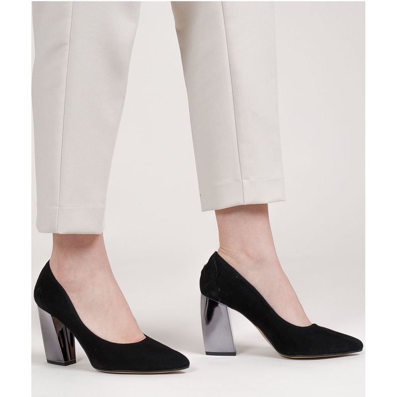 Marco Shoes Salón negro con tacón metalizado 1