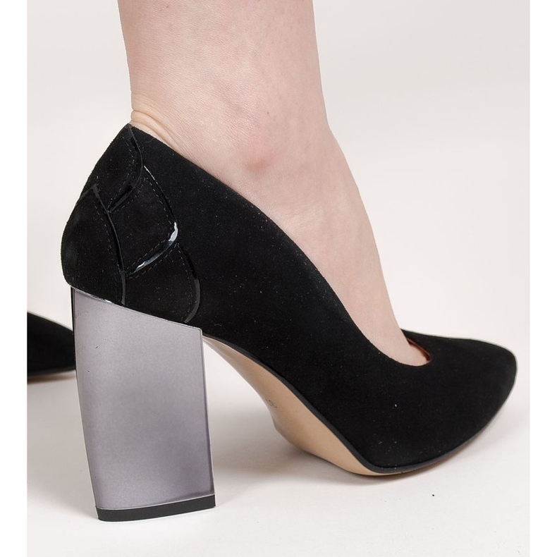 Marco Shoes Salón negro con tacón metalizado 2