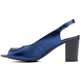 Marco Shoes Sandalias Marco de piel metalizada con tacón estable azul marino azul 2
