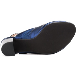 Marco Shoes Sandalias Marco de piel metalizada con tacón estable azul marino azul 4