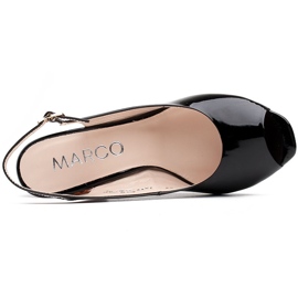 Marco Shoes Sandalias lacadas en negro con tacón en ámbar 3D 4