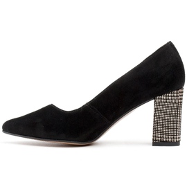 Marco Shoes Salón 1066P negro con tacón, estampado de pata de gallo 2