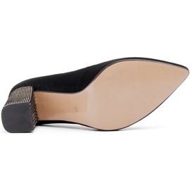 Marco Shoes Salón 1066P negro con tacón, estampado de pata de gallo 6