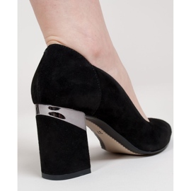 Marco Shoes Salón de ante negro con tacón metalizado 5