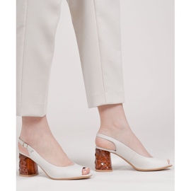 Marco Shoes Sandalias de piel blancas con tacón 3D 1517P blanco 1