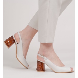 Marco Shoes Sandalias de piel blancas con tacón 3D 1517P blanco 2