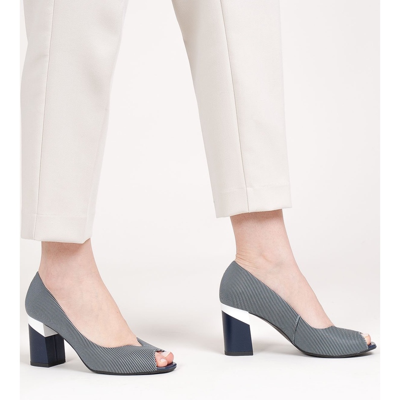 Marco Shoes Salón de rayas azul marino 1636P 1