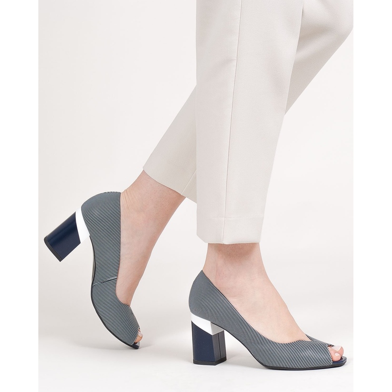 Marco Shoes Salón de rayas azul marino 1636P 2