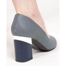 Marco Shoes Salón de rayas azul marino 1636P 5