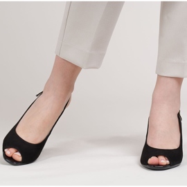 Marco Shoes Sandalias de ante negro con tacón en ámbar 3D 3