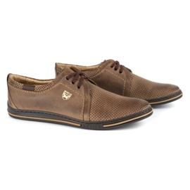 Polbut Zapatos de piel para hombre 343, perforación, marrón 2