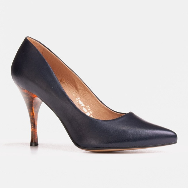 Marco Shoes 1599P tacones azul marino con tacon ambar 1