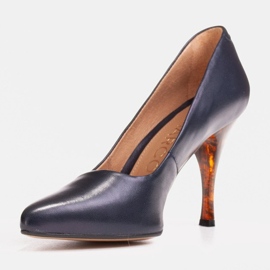 Marco Shoes 1599P tacones azul marino con tacon ambar 2