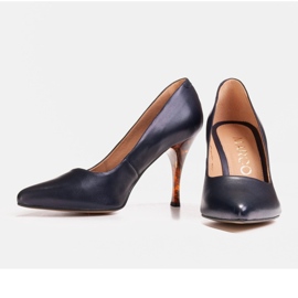 Marco Shoes 1599P tacones azul marino con tacon ambar 3
