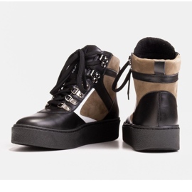 Marco Shoes Bota deportiva de piel negra y verde negro 4