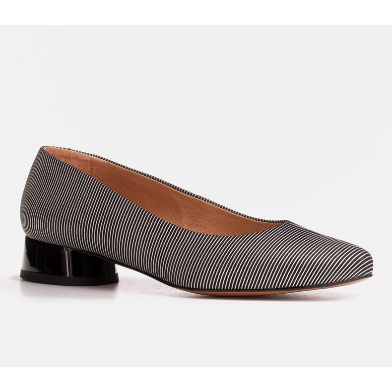 Marco Shoes Bailarinas de rayas confeccionadas en piel flor negro 1