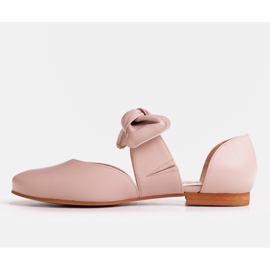 Marco Shoes Bailarinas con lazo de piel flor rosado 2