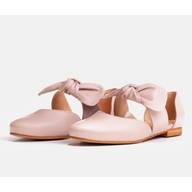 Marco Shoes Bailarinas con lazo de piel flor rosado 5