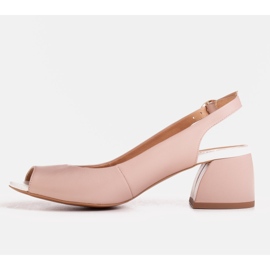 Marco Shoes Sandalia 1506P de piel rosa con tacón estable 1