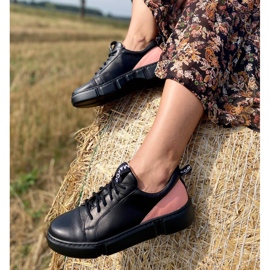 Marco Shoes Zapatillas de piel con aplicación rosa negro 5