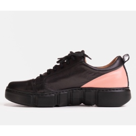 Marco Shoes Zapatillas de piel con aplicación rosa negro 1