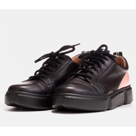Marco Shoes Zapatillas de piel con aplicación rosa negro 4