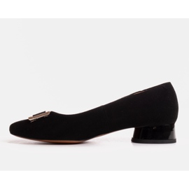 Marco Shoes Salón de ante negro con adorno 4