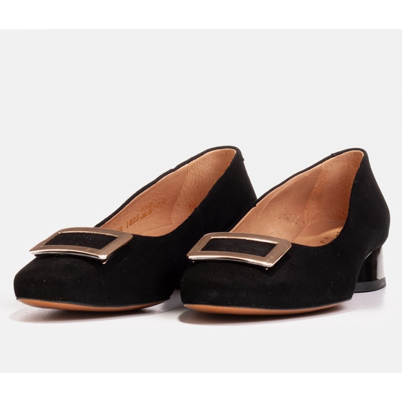 Marco Shoes Salón de ante negro con adorno 1