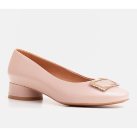 Marco Shoes Bailarinas de piel rosa con decoración dorada rosado 5