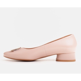 Marco Shoes Bailarinas de piel rosa con decoración dorada rosado 4