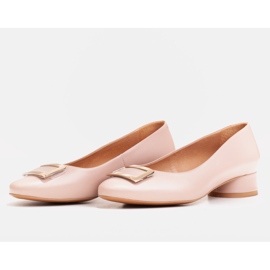 Marco Shoes Bailarinas de piel rosa con decoración dorada 1