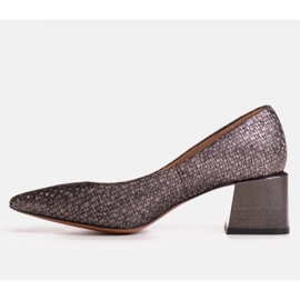 Marco Shoes Zapatos de salón elegantes hechos de cuero repujado gris 3