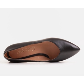 Marco Shoes Salón de piel negra con tacón de rayas cebra negro 4
