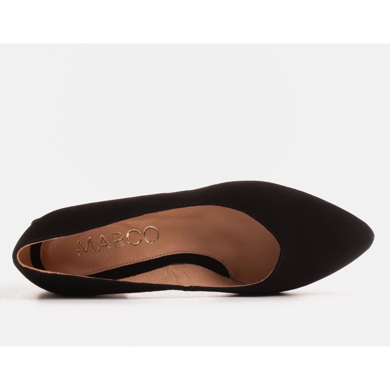 Marco Shoes Salón de piel negra con tacón cromado negro 1