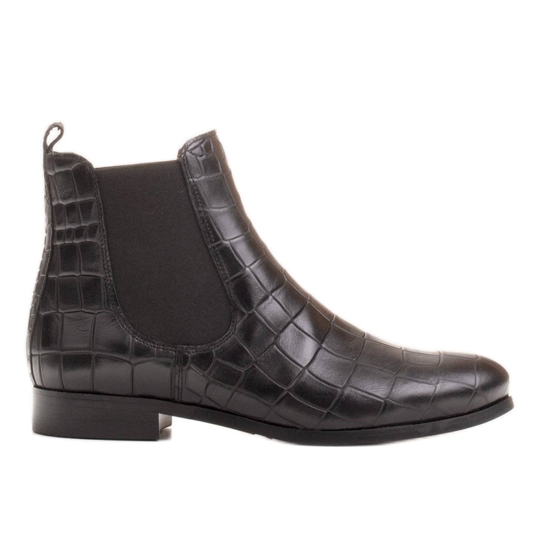 Marco Shoes Botines planos de piel con goma elástica en la parte superior negro 1 Marco Shoes Botines planos de piel con goma elástica en la parte superior negro 1