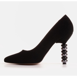 Marco Shoes Tacones de ante negro con piedras 1
