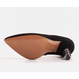 Marco Shoes Tacones de ante negro con piedras 6