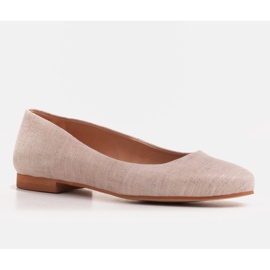 Marco Shoes Bailarinas de piel beige con acento metálico 1