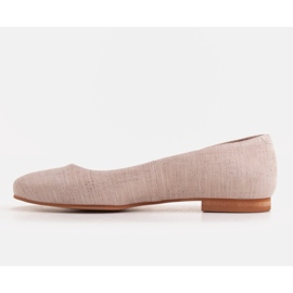 Marco Shoes Bailarinas de piel beige con acento metálico 3