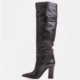 Marco Shoes Botas negras con volantes de piel suave negro 3