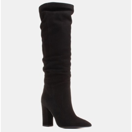 Marco Shoes Botas negras altas con volantes de ante natural negro 2