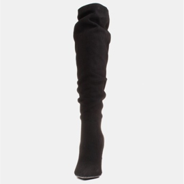 Marco Shoes Botas negras altas con volantes de ante natural negro 3