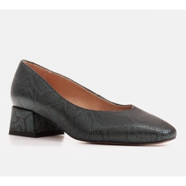 Marco Shoes Salón de piel de serpiente verde con cuello de pico 1