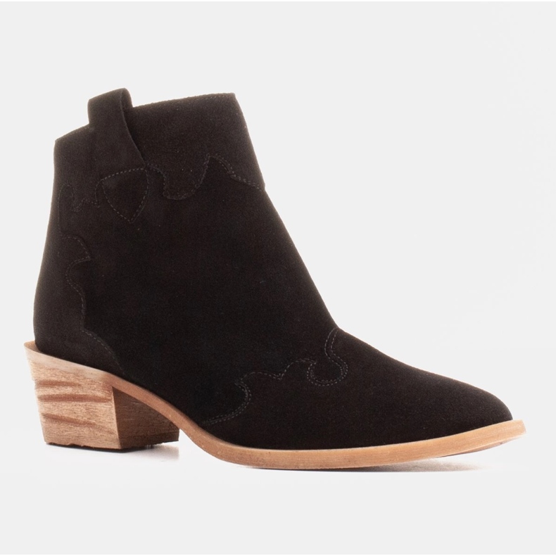 Marco Shoes Botines de piel elegantes con tacones bajos negro 2