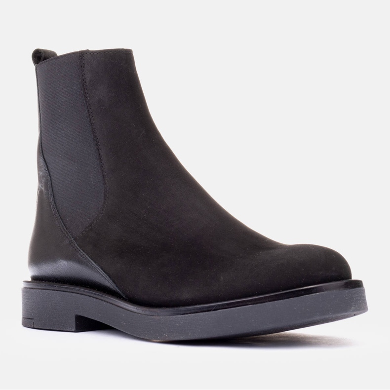 Marco Shoes Botines planos de piel con aislamiento con goma ancha en el empeine negro 1 Marco Shoes Botines planos de piel con aislamiento con goma ancha en el empeine negro 1